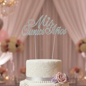Large Silver Metal Mis Quince Años Rhinestone Cake Topper Party Decoration